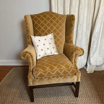 Pair of Kohlmaier Wingback Chairs with Velvet Upholstery