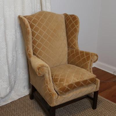 Pair of Kohlmaier Wingback Chairs with Velvet Upholstery