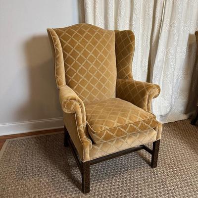 Pair of Kohlmaier Wingback Chairs with Velvet Upholstery