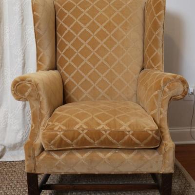 Pair of Kohlmaier Wingback Chairs with Velvet Upholstery