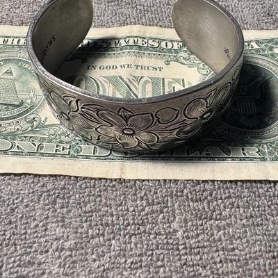 SALISBURY Pewter Cuff Bracelet, "Flower of the Month" collection,