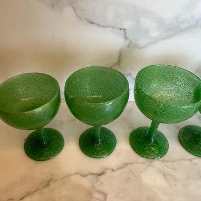 Set of 6 Green Blown Glasses
