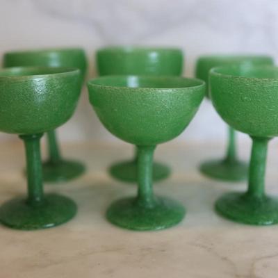 Set of 6 Green Blown Glasses