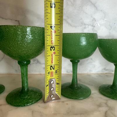 Set of 6 Green Blown Glasses