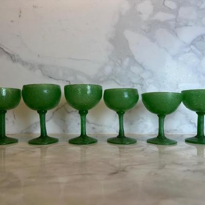 Set of 6 Green Blown Glasses