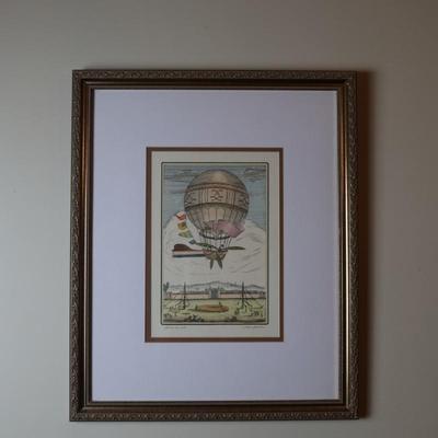 Framed Biliverti Franco Rainaldi Hand Colored French Balloon Prints (2)