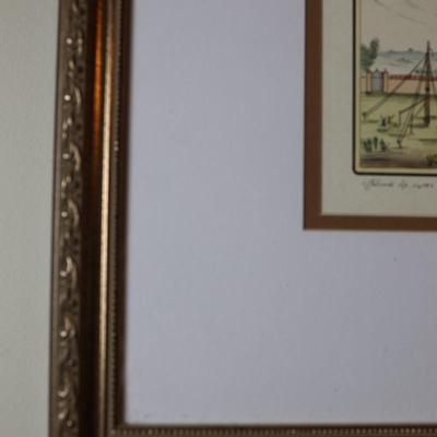 Framed Biliverti Franco Rainaldi Hand Colored French Balloon Prints (2)