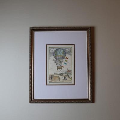 Framed Biliverti Franco Rainaldi Hand Colored French Balloon Prints (2)