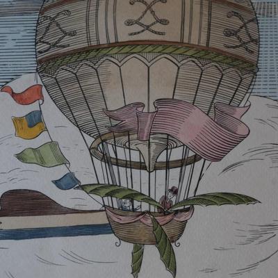 Framed Biliverti Franco Rainaldi Hand Colored French Balloon Prints (2)