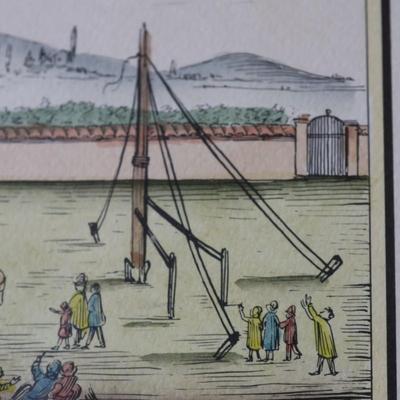 Framed Biliverti Franco Rainaldi Hand Colored French Balloon Prints (2)