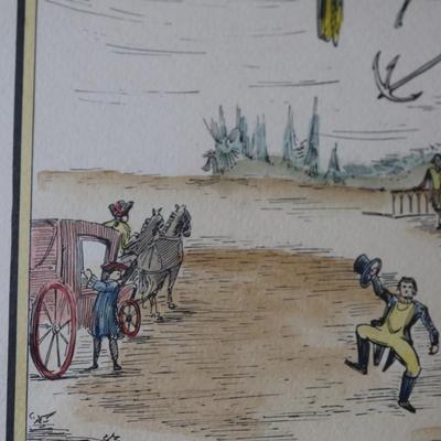 Framed Biliverti Franco Rainaldi Hand Colored French Balloon Prints (2)