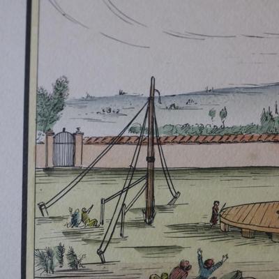 Framed Biliverti Franco Rainaldi Hand Colored French Balloon Prints (2)