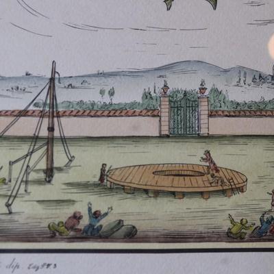 Framed Biliverti Franco Rainaldi Hand Colored French Balloon Prints (2)