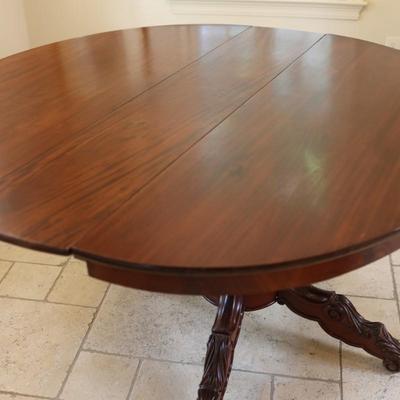 Vintage Carved Mahogany Pedestal Dining Table
