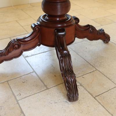 Vintage Carved Mahogany Pedestal Dining Table