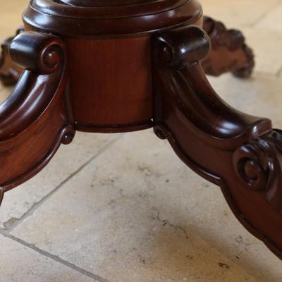 Vintage Carved Mahogany Pedestal Dining Table