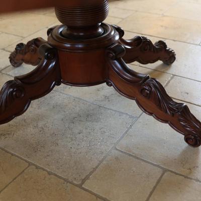Vintage Carved Mahogany Pedestal Dining Table