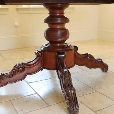 Vintage Carved Mahogany Pedestal Dining Table