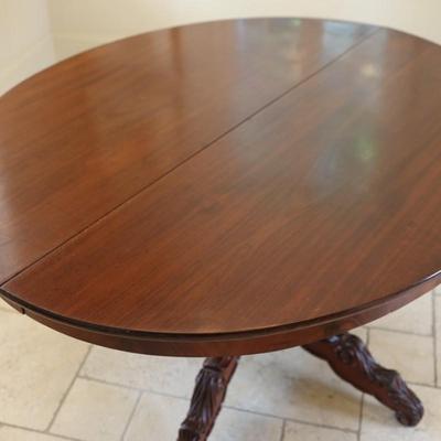 Vintage Carved Mahogany Pedestal Dining Table