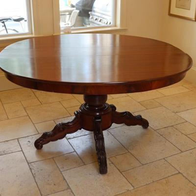 Vintage Carved Mahogany Pedestal Dining Table
