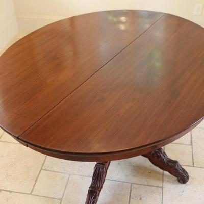 Vintage Carved Mahogany Pedestal Dining Table