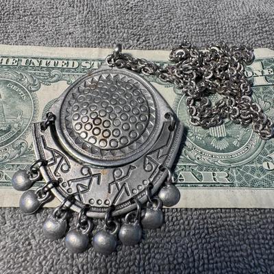 EIVIND HILLESTAD Norway Modernist Pewter Pendant Necklace.