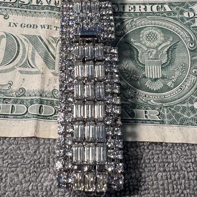 Silver-toned rhinestone bracelet,