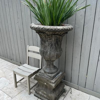 Large Concrete Garden Urn & Pedestal