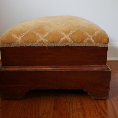 Vintage Upholstered Wooden Footstool