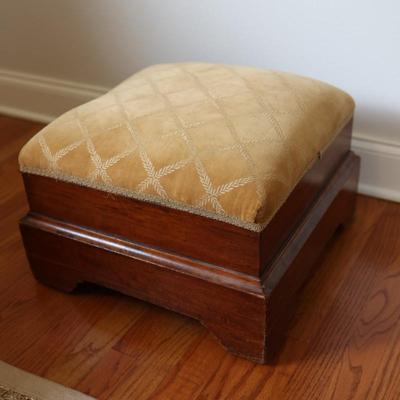 Vintage Upholstered Wooden Footstool