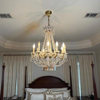 Crystal and Brass 8-Light Chandelier