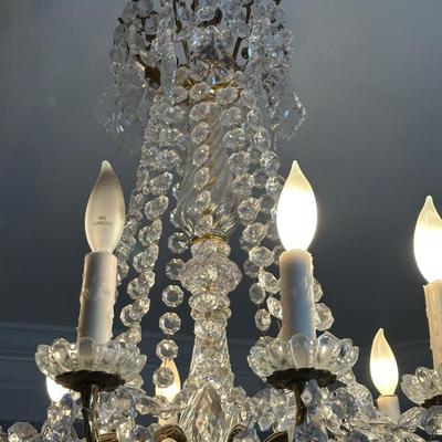 Crystal and Brass 8-Light Chandelier
