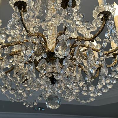 Crystal and Brass 8-Light Chandelier