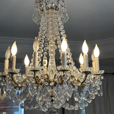 Crystal and Brass 8-Light Chandelier
