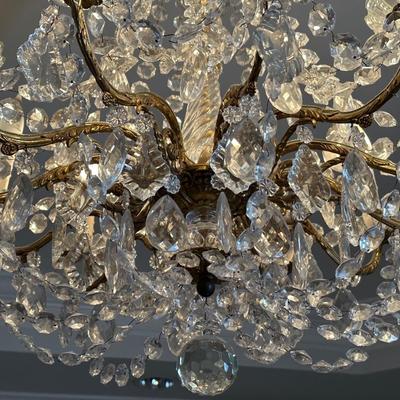Crystal and Brass 8-Light Chandelier