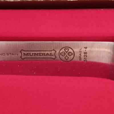GORHAM FLATWARE FOR 7 AND MUNDIAL STEAK KNIVES