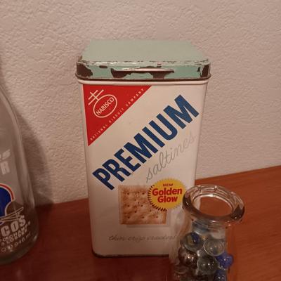 MARBLES IN A SMALL BOTTLE AND OTHER RANDOM VINTAGE ITEMS