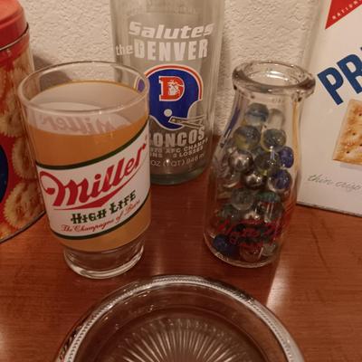 MARBLES IN A SMALL BOTTLE AND OTHER RANDOM VINTAGE ITEMS