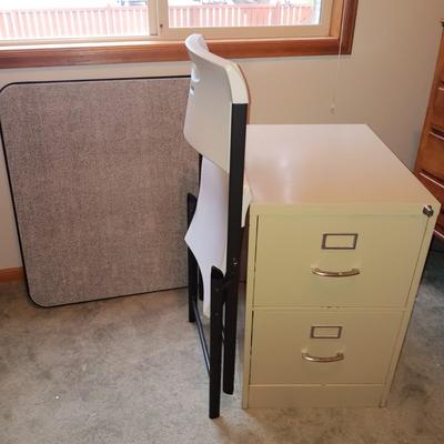 2 DRAWER LEGAL SIZE FILING CABINET, FOLDING CARD TABLE AND LIFETIME CHAIR