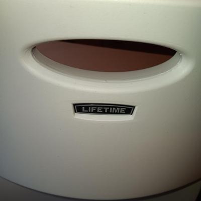 2 DRAWER LEGAL SIZE FILING CABINET, FOLDING CARD TABLE AND LIFETIME CHAIR