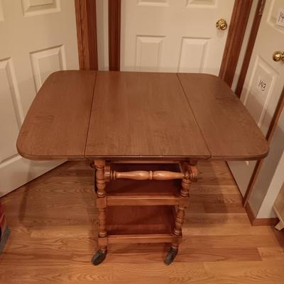 WOODEN DROP LEAF TEA CART
