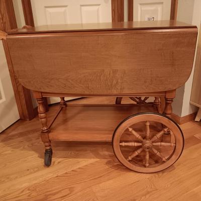WOODEN DROP LEAF TEA CART