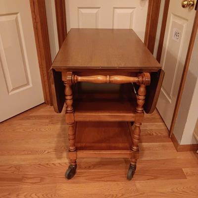 WOODEN DROP LEAF TEA CART