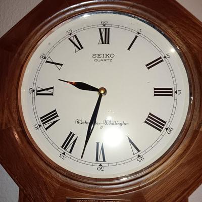 SEIKO WESTMINSTER WHITTINGTON PENDULUM CHIMING WALL CLOCK PLUS A FRAMED PICTURE