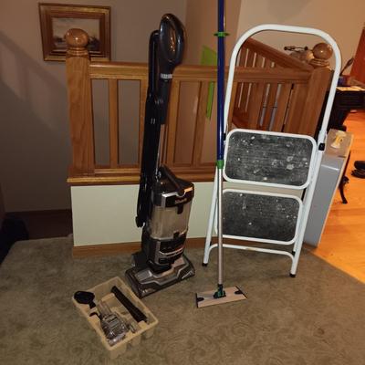 SHARK NAVIGATOR BAGLESS VACUUM AND A FOLDING STEP STOOL