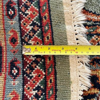 Sale Photo Thumbnail #31: Measures 9'9" x 7'9" 
Low wear spot bottom left of rug.