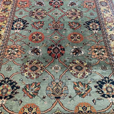 Sale Photo Thumbnail #28: Measures 9'9" x 7'9" 
Low wear spot bottom left of rug.