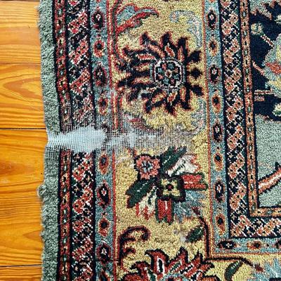 Sale Photo Thumbnail #30: Measures 9'9" x 7'9" 
Low wear spot bottom left of rug.