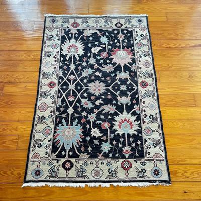 Sale Photo Thumbnail #32: Measures 6' x 3'10"
Flat weave rug with small areas with thread slippage on fringe.