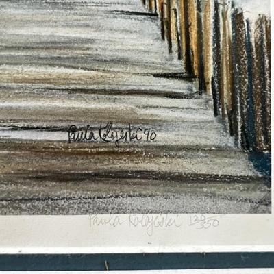Sale Photo Thumbnail #62: Measures 22.75" x 16"
Art is slightly warped and has some spots, it is framed and matted with no glass.
